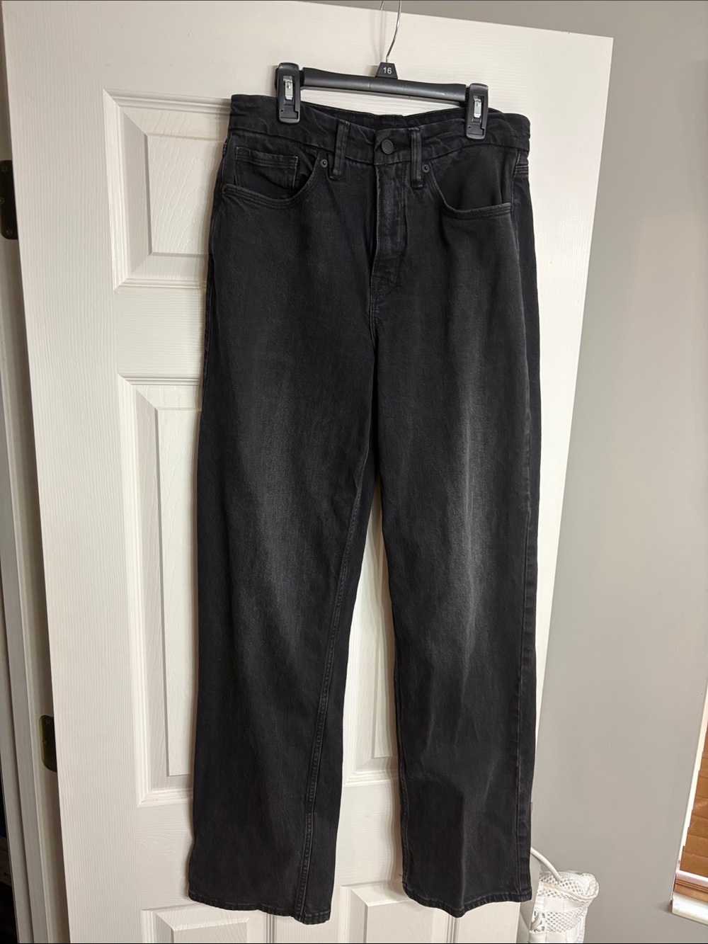 Good American Washed Black Mid-Rise Baggy Jeans.  32” inseam